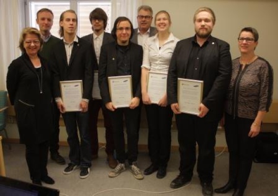 Vinnarna i Kinect Game Awards 2013, Björn Fyrfall, Erik Geidemark, Jesper Norberg, Tove Brantberg oc
